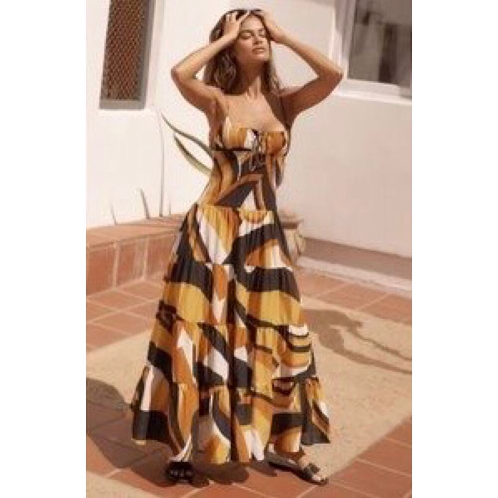 Anthropologie Abstract Geometric Maxi Dress